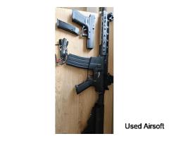 Airsoft bundle – Nuprol M4 AEG + WE G17 gas blowback pistol + mags & gear