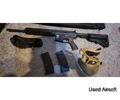 G&G CM16 R8-L, 2 High Cap Mags, Battery, Mesh Face & Eye Protection