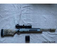 ASG replica Steyr Scout - gray 1.9J + scope + silencer + 4 magazines