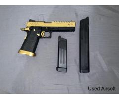 VORSK HI CAPA 5.1 (green) GBB Airsoft Pistol in Gold + Extended Mag + Regular Mag
