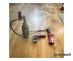 Evike Gas Airsoft Pistol with HK Army Tank, Adapter, and Magazine Included - Image 3