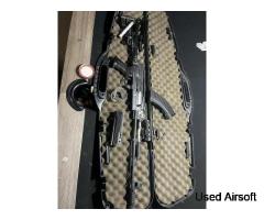 Electric Airsoft Rifle AK Style with Magazine, Mounted Light, and Accessories - Image 3