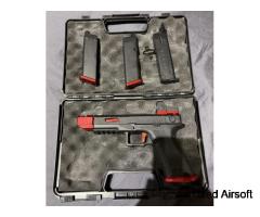 Novritsch SSP18 GBB Pistol Bundle – Red Upgrades, 3 Mags, Red Dot