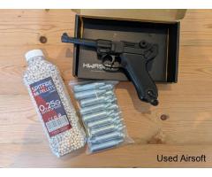 Hawsan P08 Luger World War II Co2 Full Metal Pistol in Black - Image 3