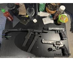 Used fully upgraded Glock 18c, S&W 629 revolver, Hi-Capa