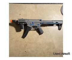 King Arms PDW 9mm SBR Airsoft Rifle, Red Dot Sight , 2 Mags, PEQ 15, Foregrip - Image 4