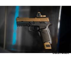 Custom Sig Sauer P320 M18 - Holy Warrior Red Dot - Custom dyed dark brown frame - Image 2
