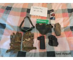 Chest rigs , holsters , face protection bb's and gloves all in good condition