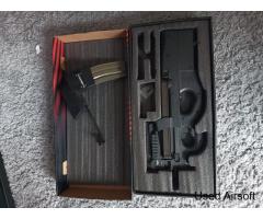 King Arms P90 with M4 mag adapter and M4 Hi Cap Mag