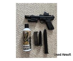 Action Army Air Soft Pistol AAP-01, Green Gas Used Twice! With Accessories