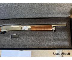 S&T ST870  FULL METAL SHOTGUN IN SILVER WITH REAL WOOD - Image 3