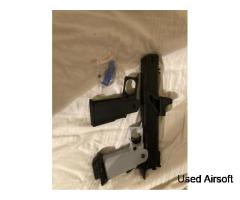 Raven Hi-Capa Dragon 7 Gas Blowback Pistol w/ Red Dot Sight  with extra grip and piston