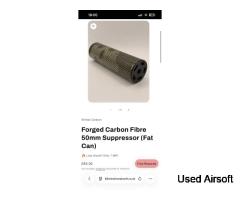 Strike carbon fat can suppressor carbon 50mm 6 inch