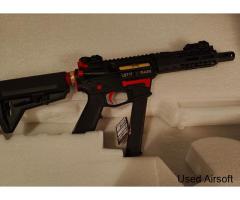 King Arms EMG BlackRain Ordnance 9mm SBR GBB Gold and Red