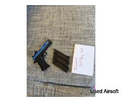 Army Armament R604 GBB Pistol – XFORCE XR5 Solar Red Dot – 3 Spare Mags – 2 Tone Blue