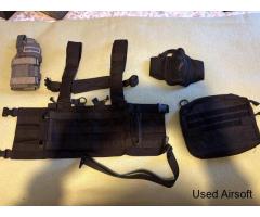 Black chest rig, holster and pouch