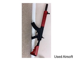 *MINT CONDITION* - Two Toned (RED/BLACK) CYMA AR47 Airsoft Rifle, RIS w/Suppressor 650 - Image 3
