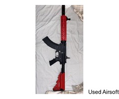*MINT CONDITION* - Two Toned (RED/BLACK) CYMA AR47 Airsoft Rifle, RIS w/Suppressor 650 - Image 4