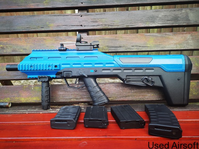 APS UAR Urban Assault Bullpup Rifle (Blue) + Hi-Cap Mags - 2