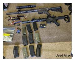 2 AEGs and accessories G&G top Tech (great conditions) and A&K DMR (needs repair)
