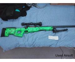 WELL MB01 WARRIOR MK3 L96 REPLICA SNIPER RIFLE IN GREEN + EXTRAS
