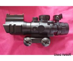 4X32 RGB Prismatic Recticle Rifle Scope & Fiber Optic Sight - Image 2