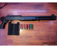 Tri shot pump action shotgun with 8 shells and 5.11 molle shell holder