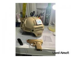 UN Tactical Helmet + Golden Pistol