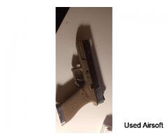 WE EU17 Custom G-Force Tan Frame Silver Slide & Barrel, Without mag  Glock 17 gen 3 - Image 2