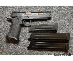 JW3 Combat Master GBB Pistol & 2 WE extended mags (50 Rds)