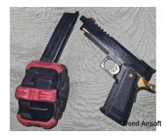 TM Hi Capa 5.1 Gold Match Upgraded with AW Drum Mag 350rd