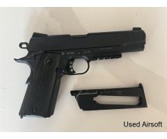 Colt 1911 rail gun, blackened, CO2