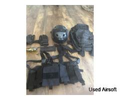 HELMET, BACKPACK, CARRIER, GLOVES AND GLASSES another package deal, OPEN TO OFFERS