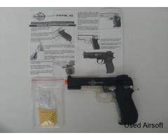 Firepower Pistol.45 Metal Slide Airsoft BB Gun, Black and Clear