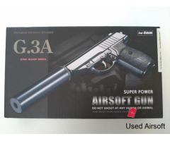 G.3A Metal Slide Airsoft BB Gun PPK Compact Replica, Spring Powered, Black and Red