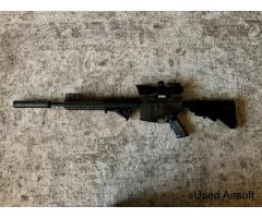 Full metal AEG M4 with custom paint, long barrel and single shot