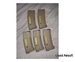 PTS Enhanced Polymer 150rnd Tan M4/AR15 Magazine x5 Bulk Joblot