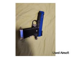 WE Hi Capa 3.8 Airsoft Pistol Velociraptor Gas Blowback BB Gun Black 2 Tone Vented Slide