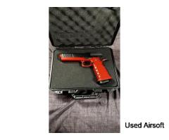 EMG Custom Stella 2011 Hi-CAPA Airsoft GBB Handgun Red And Black Hex Pistol