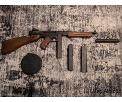 King Arms Thompson AEG – Drum Mag, 3 Stick Mags, Suppressor – £195