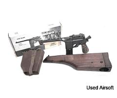 GLETCHER M 712S "RED 9" BROOM HANDLE MAUSER INC WOOD STOCK & LEATHER HOLSTER