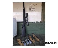 300 for sniper plus scope plus mags.